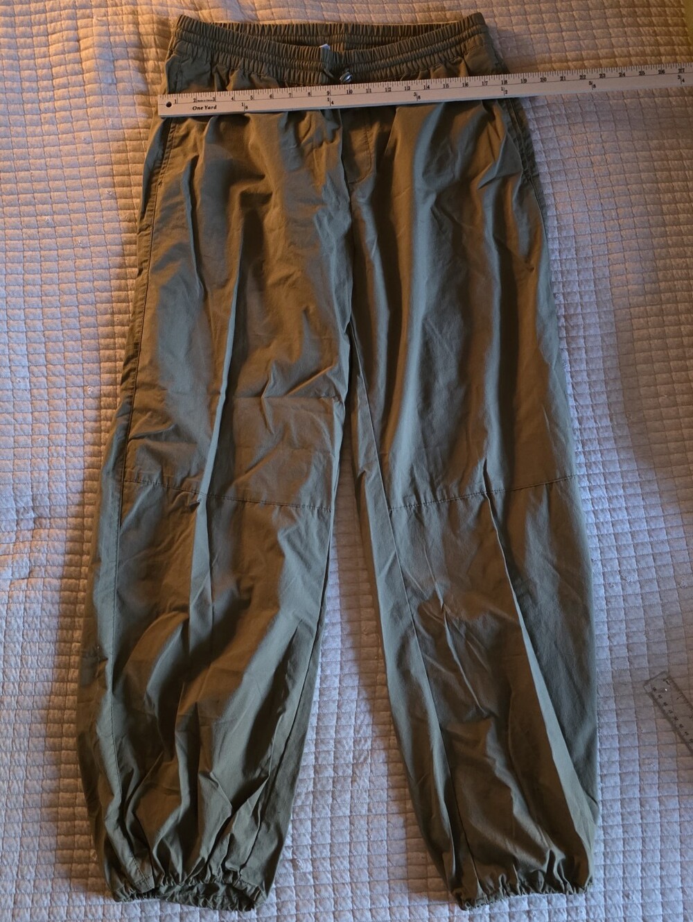 Womens Olive Green Elastic Cuff Pants